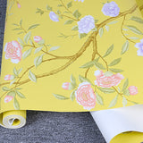 Country Peonies Wallpaper Roll Paper Moisture Resistant Bright Color Wall Covering for Living Room Clearhalo 'Country wall decor' 'Rustic' 'Wallpaper' Wall Decor' 1274669