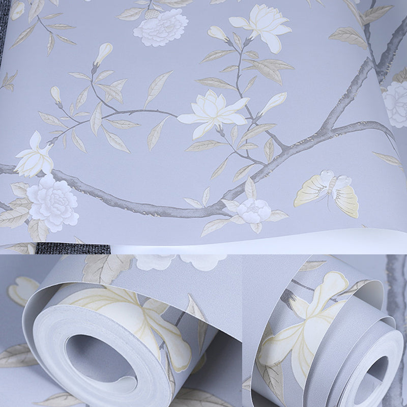 Country Peonies Wallpaper Roll Paper Moisture Resistant Bright Color Wall Covering for Living Room Clearhalo 'Country wall decor' 'Rustic' 'Wallpaper' Wall Decor' 1274672