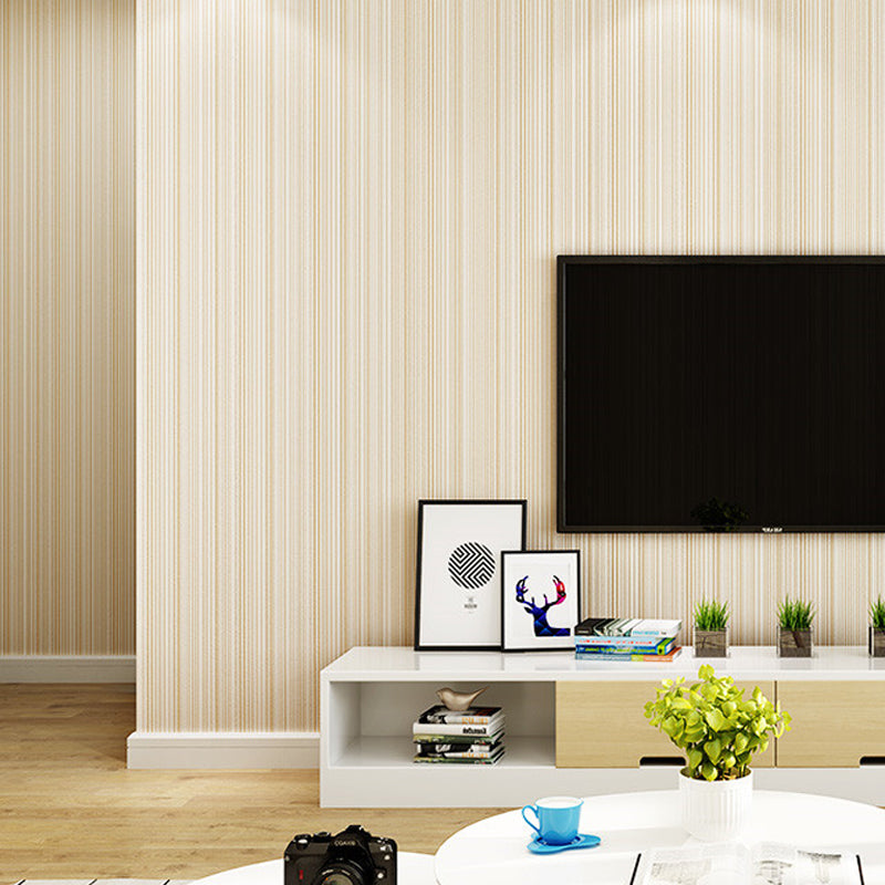 Ticking Stripe Wallpaper Soft Color Minimalist Wall Decor for Living Room, 33' x 20.5" Beige Clearhalo 'Modern wall decor' 'Modern' 'Wallpaper' Wall Decor' 1276632