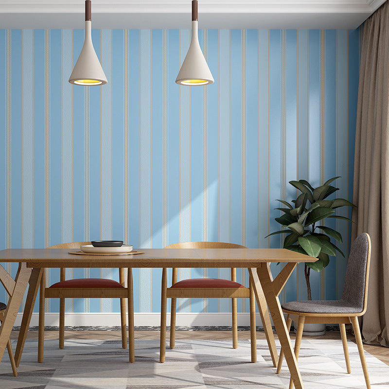 Simplicity Stripe Wallpaper for Dining Room 57.1-sq ft Wall Covering in Soft Color Sky Blue Clearhalo 'Modern wall decor' 'Modern' 'Wallpaper' Wall Decor' 1276643