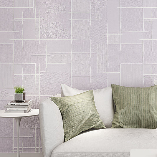 Minimalistic Geometry Wallpaper Soft Color Flower Printed Wall Covering for Living Room Light Purple Clearhalo 'Modern wall decor' 'Modern' 'Wallpaper' Wall Decor' 1276674