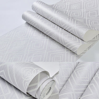 Modern Latticework Wallpaper Roll Light-Color Stain Resistant Wall Decor for Bedroom Light Gray Clearhalo 'Modern wall decor' 'Modern' 'Wallpaper' Wall Decor' 1276691