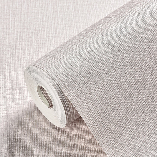 Plain Wallpaper Roll Minimalistic Grassweave Wall Covering in Pastel Color, 33' x 20.5" Purple-Pink