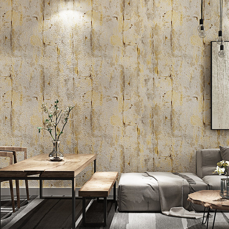 Industrial Distressed Stone Wallpaper for Living Room Personalized Wall Art in Pastel Color Yellow Clearhalo 'Industrial wall decor' 'Industrial' 'Wallpaper' Wall Decor' 1276975