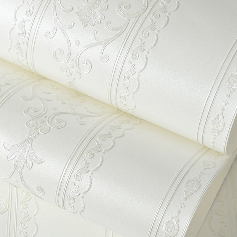 Nostalgic Striped Wallpaper Roll Soft-Color Jacquard Wall Art for Living Room, Unpasted White Clearhalo 'Vintage wall decor' 'Vintage' 'Wallpaper' Wall Decor' 1277140