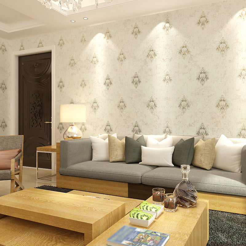 Soft Color Antique Wallpaper 33' L x 20.5" W Damask Wall Covering for Home Decor Light Pink Clearhalo 'Vintage wall decor' 'Vintage' 'Wallpaper' Wall Decor' 1277255