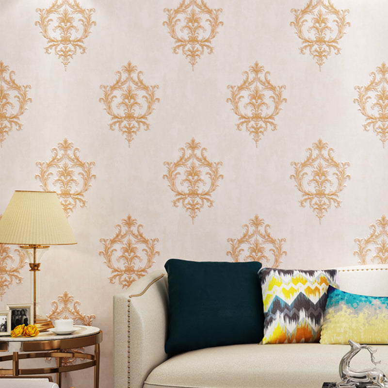 Self-Stick Temporary Medallion Wallpaper Nostalgic 3D Embossed Wall Decor, 10' L x 20.5" W Clearhalo 'Vintage wall decor' 'Vintage' 'Wallpaper' Wall Decor' 1277308