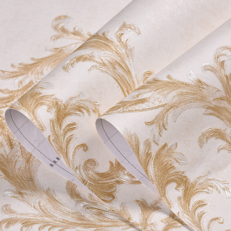 Self-Stick Temporary Medallion Wallpaper Nostalgic 3D Embossed Wall Decor, 10' L x 20.5" W Clearhalo 'Vintage wall decor' 'Vintage' 'Wallpaper' Wall Decor' 1277309