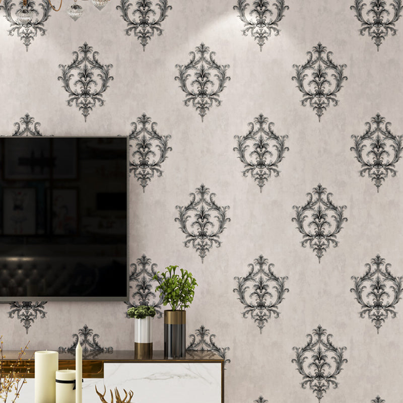 Self-Stick Temporary Medallion Wallpaper Nostalgic 3D Embossed Wall Decor, 10' L x 20.5" W Clearhalo 'Vintage wall decor' 'Vintage' 'Wallpaper' Wall Decor' 1277312