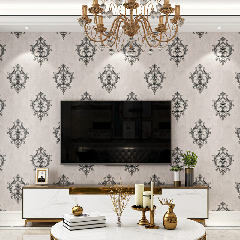 Self-Stick Temporary Medallion Wallpaper Nostalgic 3D Embossed Wall Decor, 10' L x 20.5" W Clearhalo 'Vintage wall decor' 'Vintage' 'Wallpaper' Wall Decor' 1277313