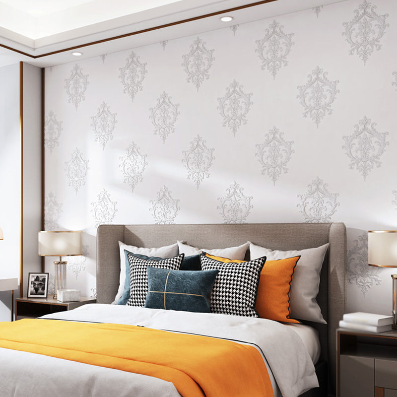 Self-Stick Temporary Medallion Wallpaper Nostalgic 3D Embossed Wall Decor, 10' L x 20.5" W Clearhalo 'Vintage wall decor' 'Vintage' 'Wallpaper' Wall Decor' 1277321