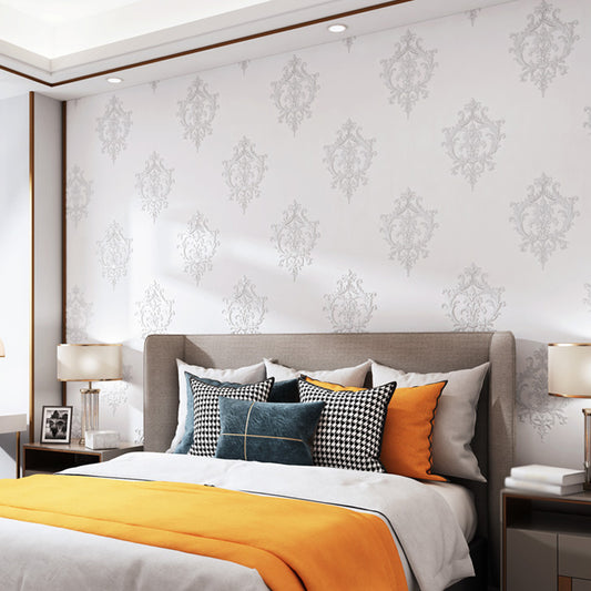 Self-Stick Temporary Medallion Wallpaper Nostalgic 3D Embossed Wall Decor, 10' L x 20.5" W Clearhalo 'Vintage wall decor' 'Vintage' 'Wallpaper' Wall Decor' 1277321