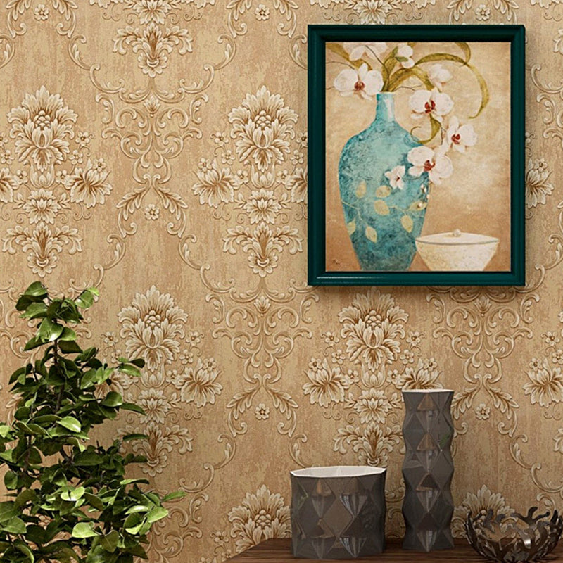 Blossom Damask Wallpaper Roll Antique Embossed Texture Wall Covering for Accent Wall Clearhalo 'Vintage wall decor' 'Vintage' 'Wallpaper' Wall Decor' 1277352