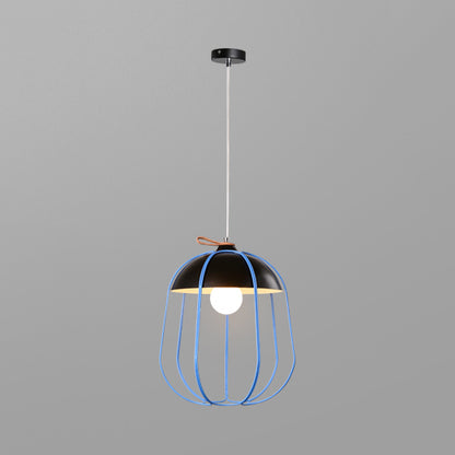 Wire Guard Single Pendant Light Nordic Metal Hanging Ceiling Light in Black/Blue/Orange Black Clearhalo 'Ceiling Lights' 'Modern Pendants' 'Modern' 'Pendant Lights' 'Pendants' Lighting' 127738