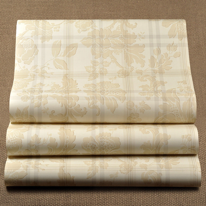 Jacquard Checkered Wallpaper Roll Retro Style Paper Embossing Wall Art in Pastel Color Light Yellow Clearhalo 'Vintage wall decor' 'Vintage' 'Wallpaper' Wall Decor' 1277381