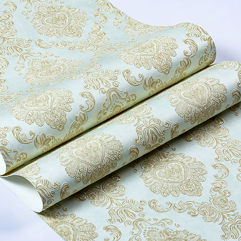 Nostalgic Damask Wallpaper Roll 3D Embossed Waterproof Light-Color Wall Decor for Bedroom Clearhalo 'Vintage wall decor' 'Vintage' 'Wallpaper' Wall Decor' 1277393