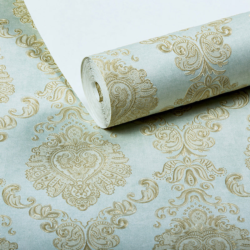 Nostalgic Damask Wallpaper Roll 3D Embossed Waterproof Light-Color Wall Decor for Bedroom Clearhalo 'Vintage wall decor' 'Vintage' 'Wallpaper' Wall Decor' 1277394