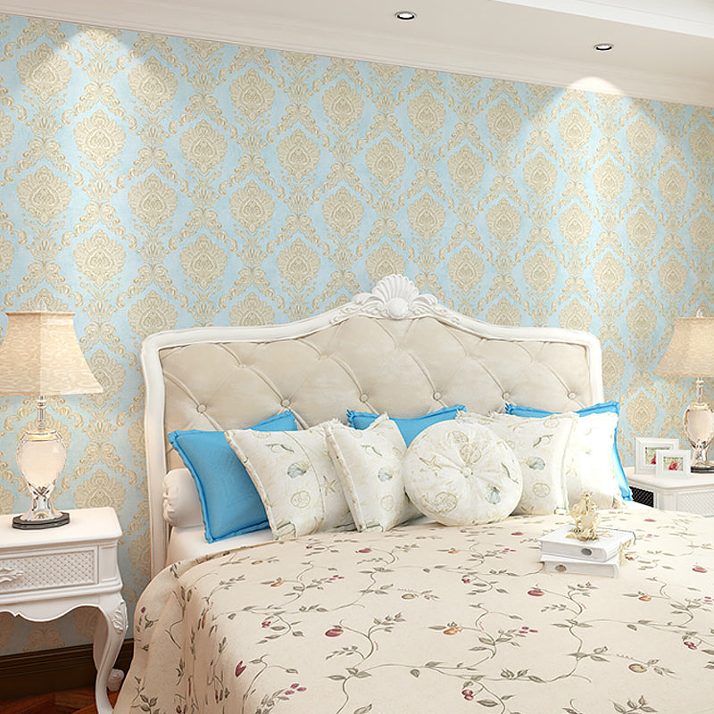 Nostalgic Damask Wallpaper Roll 3D Embossed Waterproof Light-Color Wall Decor for Bedroom Clearhalo 'Vintage wall decor' 'Vintage' 'Wallpaper' Wall Decor' 1277397