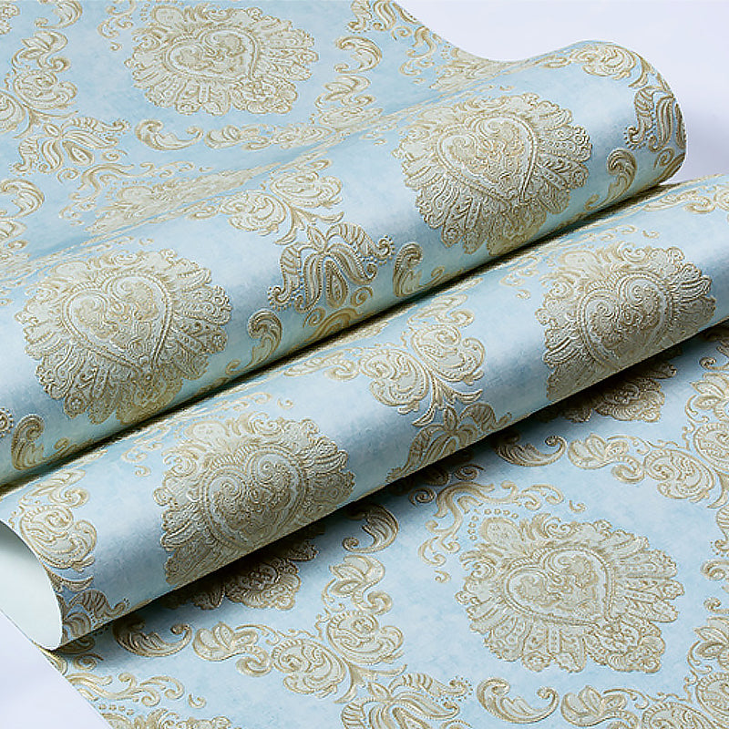 Nostalgic Damask Wallpaper Roll 3D Embossed Waterproof Light-Color Wall Decor for Bedroom Clearhalo 'Vintage wall decor' 'Vintage' 'Wallpaper' Wall Decor' 1277398
