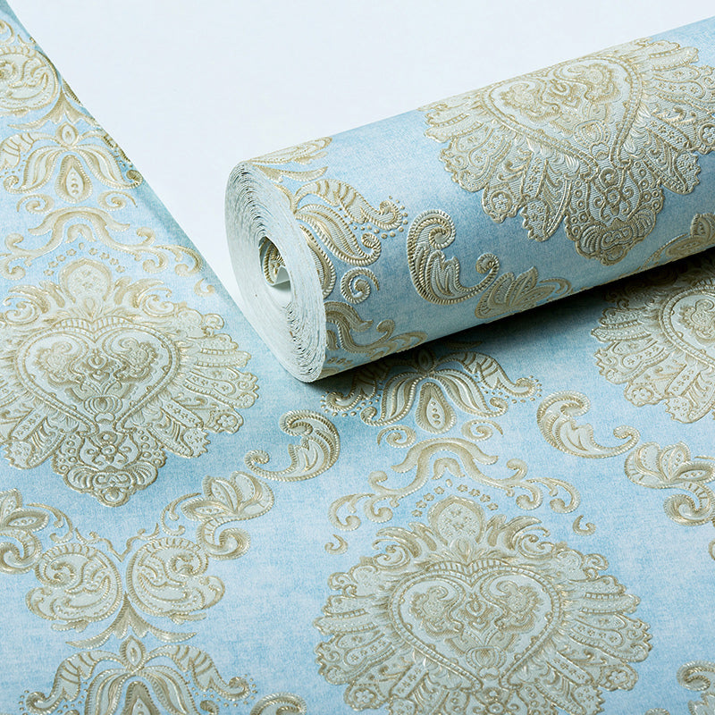 Nostalgic Damask Wallpaper Roll 3D Embossed Waterproof Light-Color Wall Decor for Bedroom Clearhalo 'Vintage wall decor' 'Vintage' 'Wallpaper' Wall Decor' 1277399