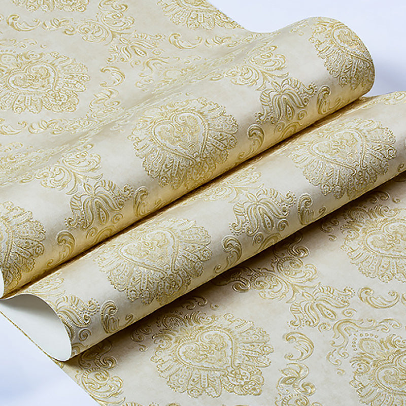 Nostalgic Damask Wallpaper Roll 3D Embossed Waterproof Light-Color Wall Decor for Bedroom Clearhalo 'Vintage wall decor' 'Vintage' 'Wallpaper' Wall Decor' 1277402