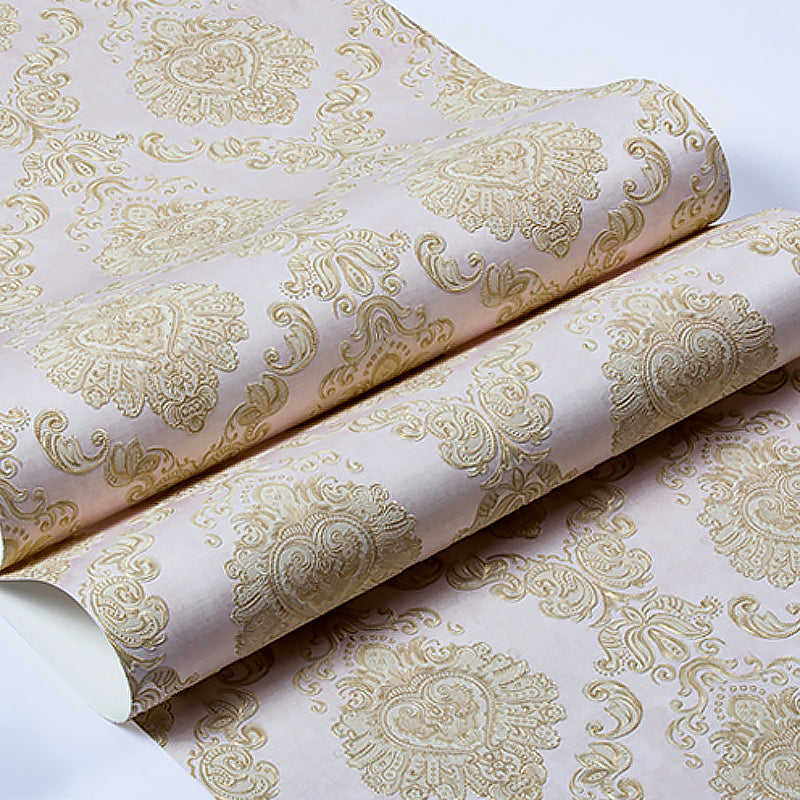 Nostalgic Damask Wallpaper Roll 3D Embossed Waterproof Light-Color Wall Decor for Bedroom Clearhalo 'Vintage wall decor' 'Vintage' 'Wallpaper' Wall Decor' 1277410