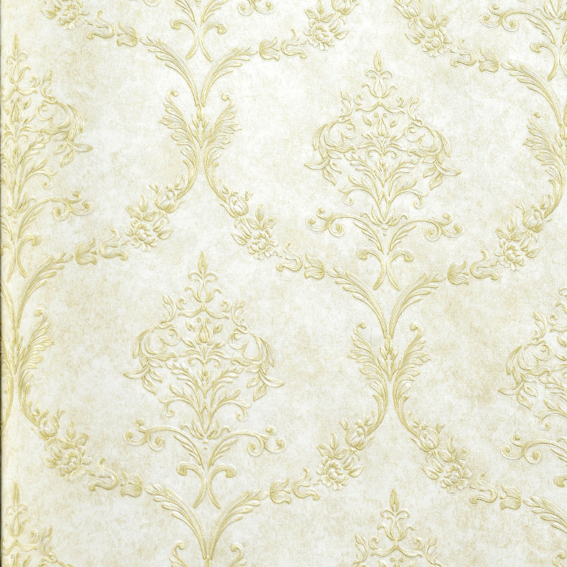 Embossed Soft Color Wallpaper Vintage Style Jacquard Wall Art for Bedroom, 33' L x 20.5" W Clearhalo 'Vintage wall decor' 'Vintage' 'Wallpaper' Wall Decor' 1277444