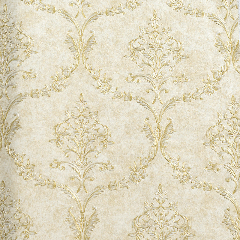 Embossed Soft Color Wallpaper Vintage Style Jacquard Wall Art for Bedroom, 33' L x 20.5" W Clearhalo 'Vintage wall decor' 'Vintage' 'Wallpaper' Wall Decor' 1277448