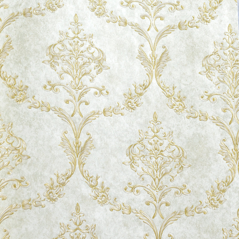 Embossed Soft Color Wallpaper Vintage Style Jacquard Wall Art for Bedroom, 33' L x 20.5" W Clearhalo 'Vintage wall decor' 'Vintage' 'Wallpaper' Wall Decor' 1277451