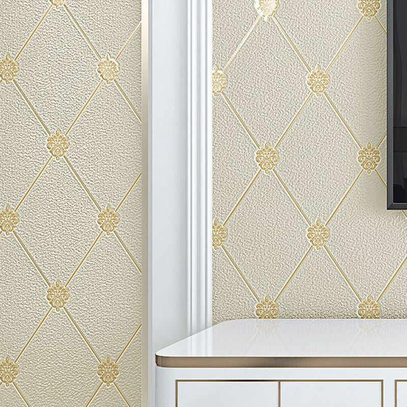 Flock Moisture Resistant Wallpaper Modern Trellis Pattern Wall Covering for Bedroom Clearhalo 'Modern wall decor' 'Modern' 'Wallpaper' Wall Decor' 1277505