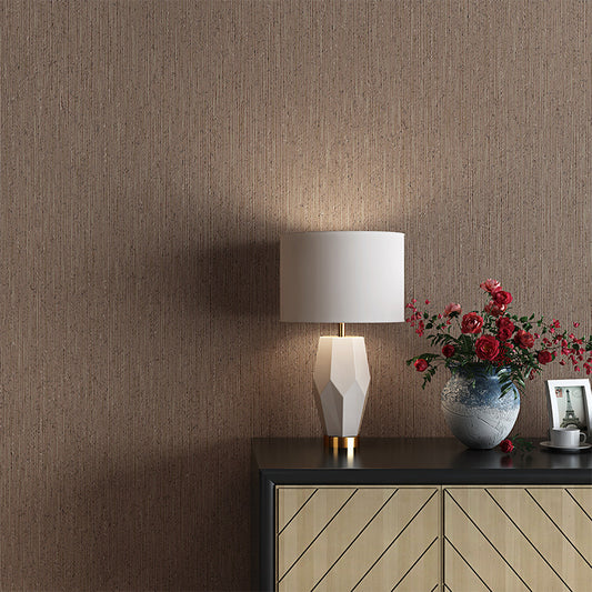 Simple Solid Striped Wallpaper Soft-Color Waterproofing Wall Covering for Bedroom Coffee