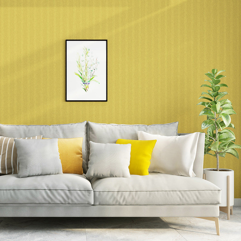 Minimalist Zigzag Weaving Wallpaper Pastel Color Plain Wall Decor for Living Room Yellow Clearhalo 'Modern wall decor' 'Modern' 'Wallpaper' Wall Decor' 1277576