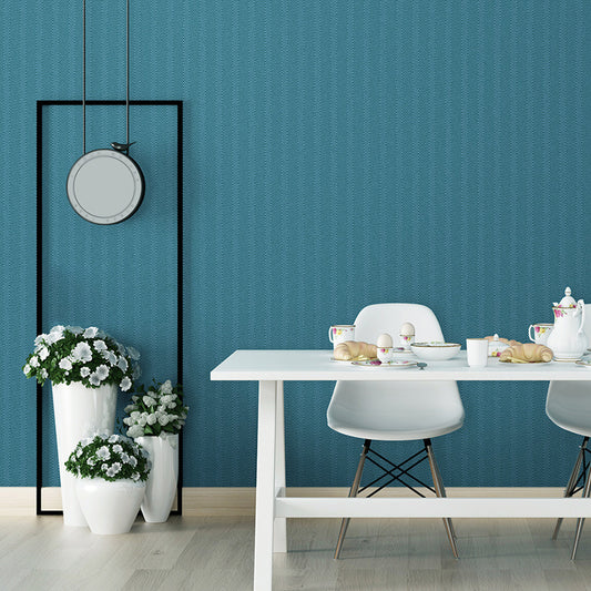 Neat Herringbone Woven Wallpaper Roll for Bedroom Solid Wall Art, 33' L x 20.5" W Blue Clearhalo 'Modern wall decor' 'Modern' 'Wallpaper' Wall Decor' 1277594