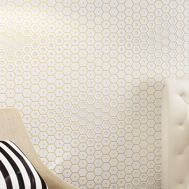 Minimalism Honeycomb Wallpaper Non-Woven Stain Proof Beige Wall Covering for Home Beige Clearhalo 'Modern wall decor' 'Modern' 'Wallpaper' Wall Decor' 1277632