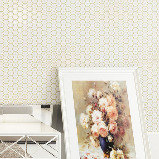 Minimalism Honeycomb Wallpaper Non-Woven Stain Proof Beige Wall Covering for Home Clearhalo 'Modern wall decor' 'Modern' 'Wallpaper' Wall Decor' 1277633