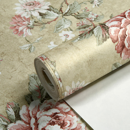 Big Peony Blossom Wallpaper Roll for Bedroom Flower Print Wall Decor, 33' x 20.5" Clearhalo 'Country wall decor' 'Rustic' 'Wallpaper' Wall Decor' 1277680