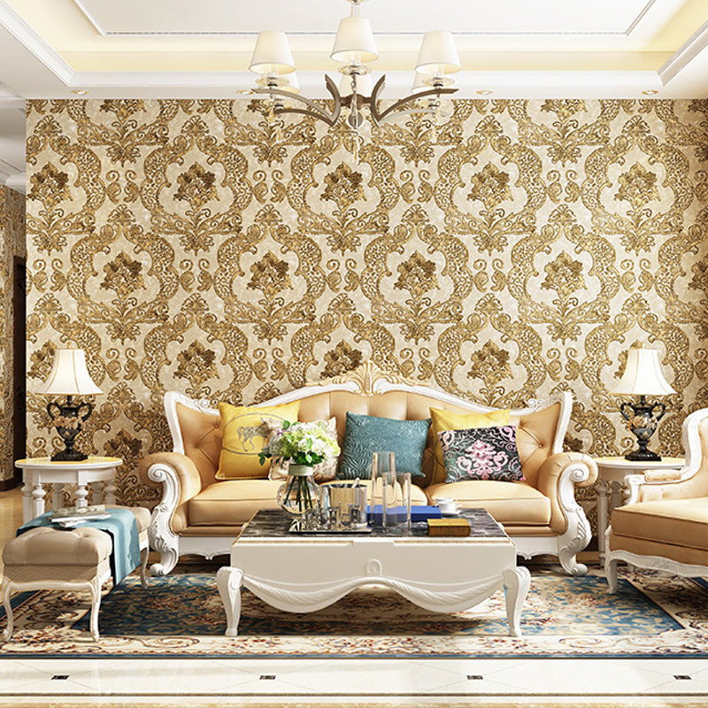 Retro Jacquard Wallpaper Light-Color Waterproof Wall Covering for Living Room, Unpasted Clearhalo 'Vintage wall decor' 'Vintage' 'Wallpaper' Wall Decor' 1277702