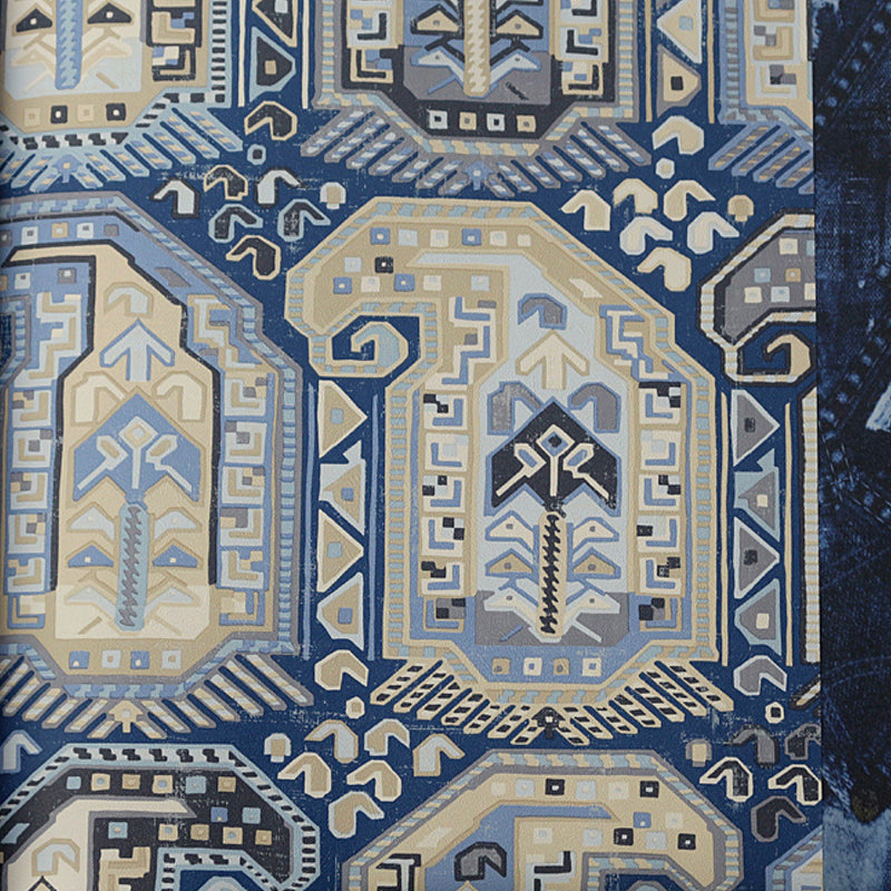 Boho Chic Tribal Pattern Wallpaper for Living Room 57.1-sq ft Wall Covering in Multi Color Light Blue Clearhalo 'Wall Decor' 'Wallpaper' 1277745