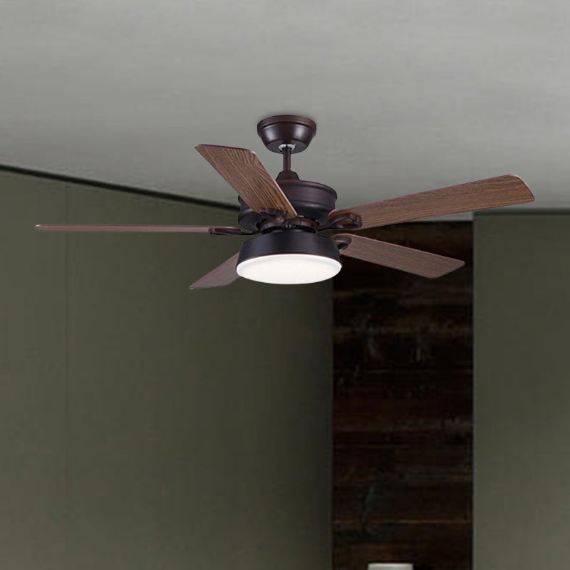 Vintage Ceiling Fan with 5 Blades Metal LED Semi Flush Mount Light for Living Room Clearhalo 'Ceiling Fans with Lights' 'Ceiling Fans' 'Industrial Ceiling Fans' 'Industrial' Lighting' 1278405