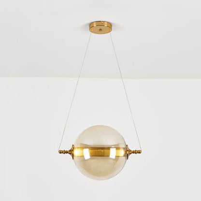 Ball Pendant Lighting Post-Modernist Amber/Smoke/Tan Glass 1 Light Bedroom Led Ceiling Hung Fixture Amber Clearhalo 'Ceiling Lights' 'Glass shade' 'Glass' 'Modern Pendants' 'Modern' 'Pendant Lights' 'Pendants' Lighting' 127989