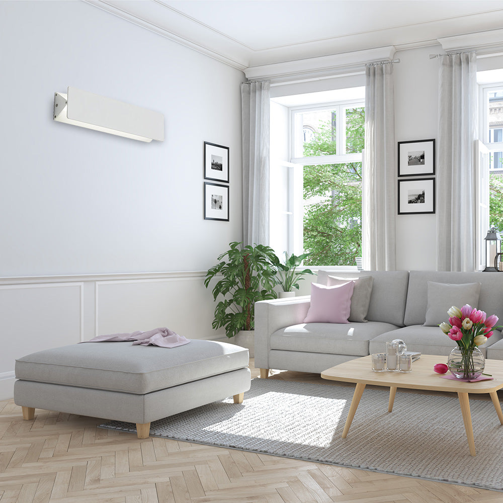 Modernism Style Linear Wall Light Sconce Aluminum Warm/White Light LED Living Room Wall Lamp in White, 7"/14" Wide Clearhalo 'Cast Iron' 'Glass' 'Industrial' 'Modern wall lights' 'Modern' 'Tiffany' 'Traditional wall lights' 'Wall Lamps & Sconces' 'Wall Lights' Lighting' 128154