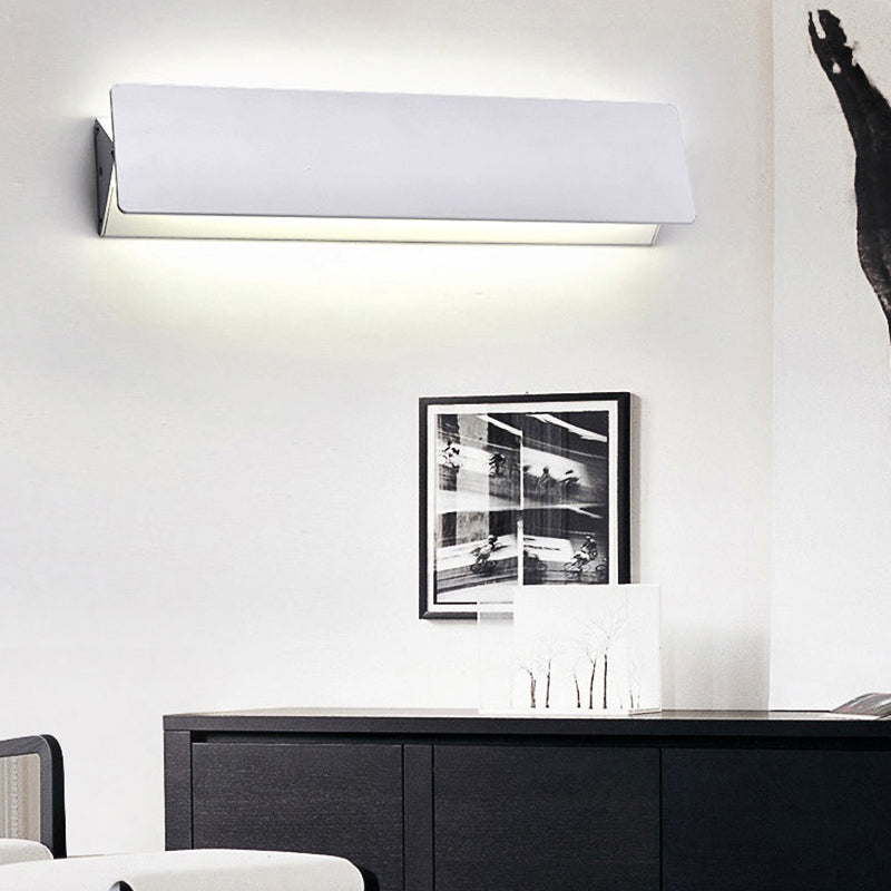 Modernism Style Linear Wall Light Sconce Aluminum Warm/White Light LED Living Room Wall Lamp in White, 7"/14" Wide Clearhalo 'Cast Iron' 'Glass' 'Industrial' 'Modern wall lights' 'Modern' 'Tiffany' 'Traditional wall lights' 'Wall Lamps & Sconces' 'Wall Lights' Lighting' 128155