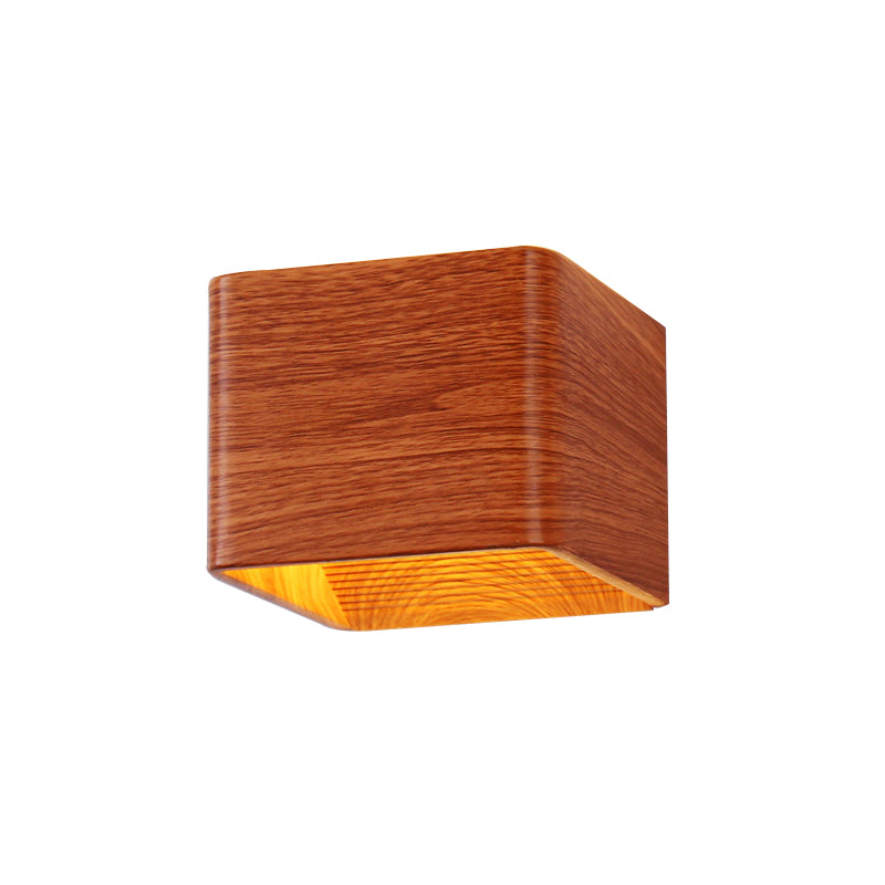 Cube Wall Sconce Light Modern Wooden 1-Light Living Room Wall Mounted Up and Down Lighting Fixture in Warm/White Light Clearhalo 'Wall Lamps & Sconces' 'Wall Lights' Lighting' 128181
