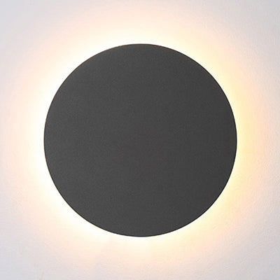 Round Sconce Light Fixture Simplistic Metallic 6"/8" Wide LED Black/White Wall Sconce Lamp in Warm/White Lighting Black Warm Clearhalo 'Cast Iron' 'Glass' 'Industrial' 'Modern wall lights' 'Modern' 'Tiffany' 'Traditional wall lights' 'Wall Lamps & Sconces' 'Wall Lights' Lighting' 128217