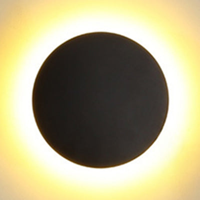 Round Sconce Light Fixture Simplistic Metallic 6"/8" Wide LED Black/White Wall Sconce Lamp in Warm/White Lighting Clearhalo 'Cast Iron' 'Glass' 'Industrial' 'Modern wall lights' 'Modern' 'Tiffany' 'Traditional wall lights' 'Wall Lamps & Sconces' 'Wall Lights' Lighting' 128218