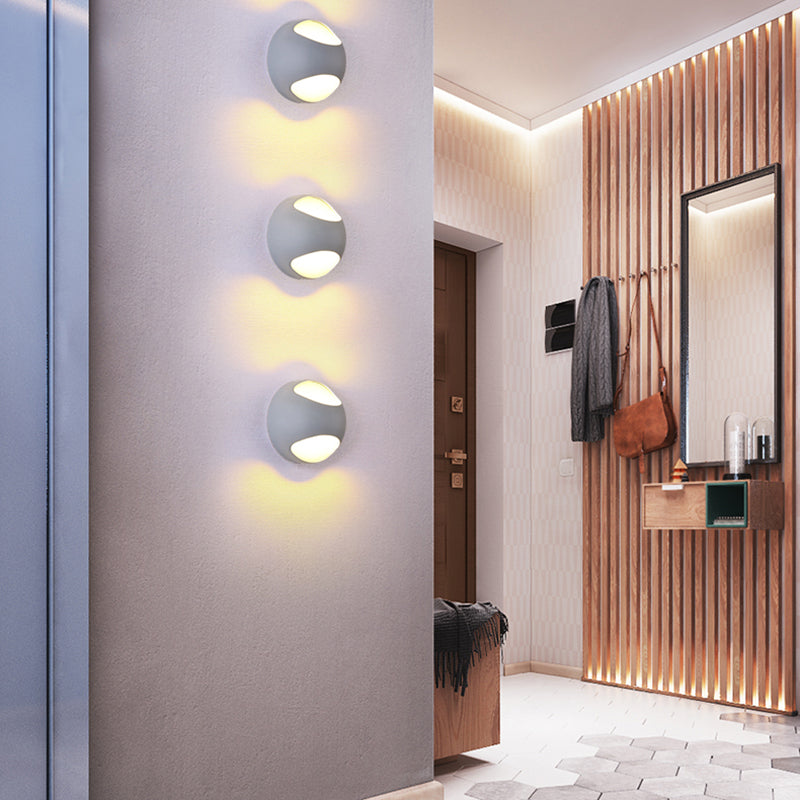 Round Wall Mounted Lamp Nordic Metal LED Sconce Light Fixture in Yellow/Grey/Green Grey Clearhalo 'Cast Iron' 'Glass' 'Industrial' 'Modern wall lights' 'Modern' 'Tiffany' 'Traditional wall lights' 'Wall Lamps & Sconces' 'Wall Lights' Lighting' 128223