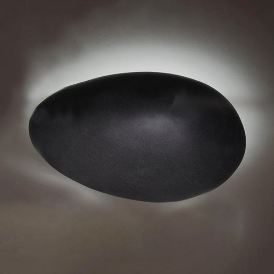 Pebble Shape Indoor Sconce Light Fixture Resin 4"/9" Length LED Modern Style Wall Lamp in Black Black 12" Clearhalo 'Cast Iron' 'Glass' 'Industrial' 'Modern wall lights' 'Modern' 'Tiffany' 'Traditional wall lights' 'Wall Lamps & Sconces' 'Wall Lights' Lighting' 128236