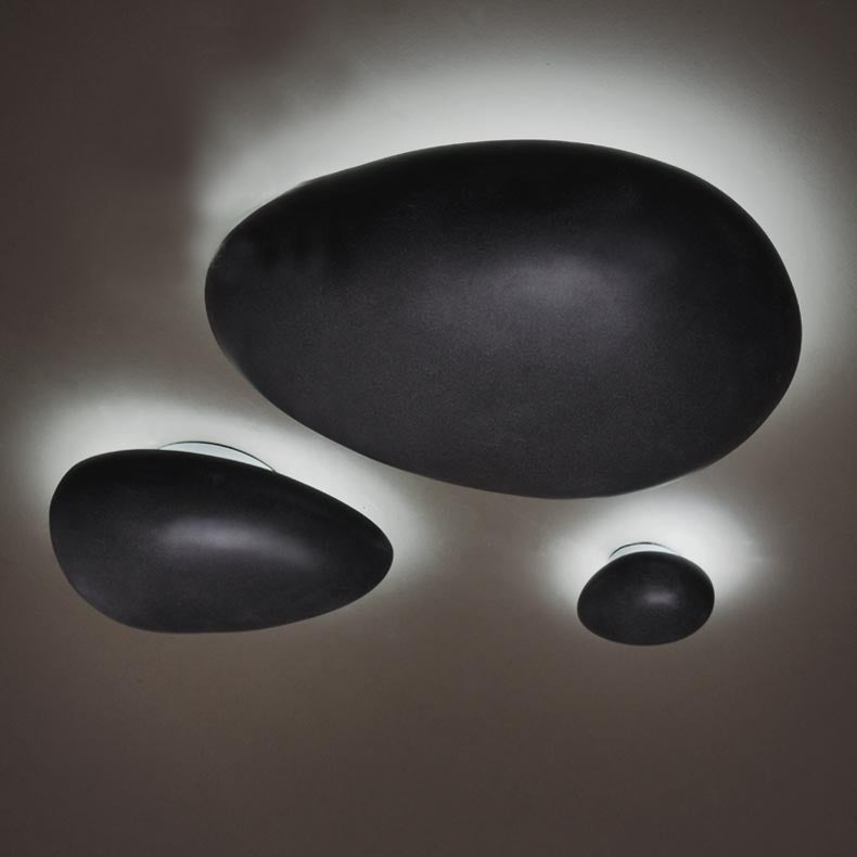 Pebble Shape Indoor Sconce Light Fixture Resin 4"/9" Length LED Modern Style Wall Lamp in Black Clearhalo 'Cast Iron' 'Glass' 'Industrial' 'Modern wall lights' 'Modern' 'Tiffany' 'Traditional wall lights' 'Wall Lamps & Sconces' 'Wall Lights' Lighting' 128237