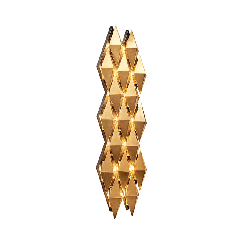 Modern Stylish LED Wall Lamp with Metallic Shade Gold Diamond Sconce Light Fixture in Warm/White Light, 23"/31" Width Clearhalo 'Cast Iron' 'Glass' 'Industrial' 'Modern wall lights' 'Modern' 'Tiffany' 'Traditional wall lights' 'Wall Lamps & Sconces' 'Wall Lights' Lighting' 128287