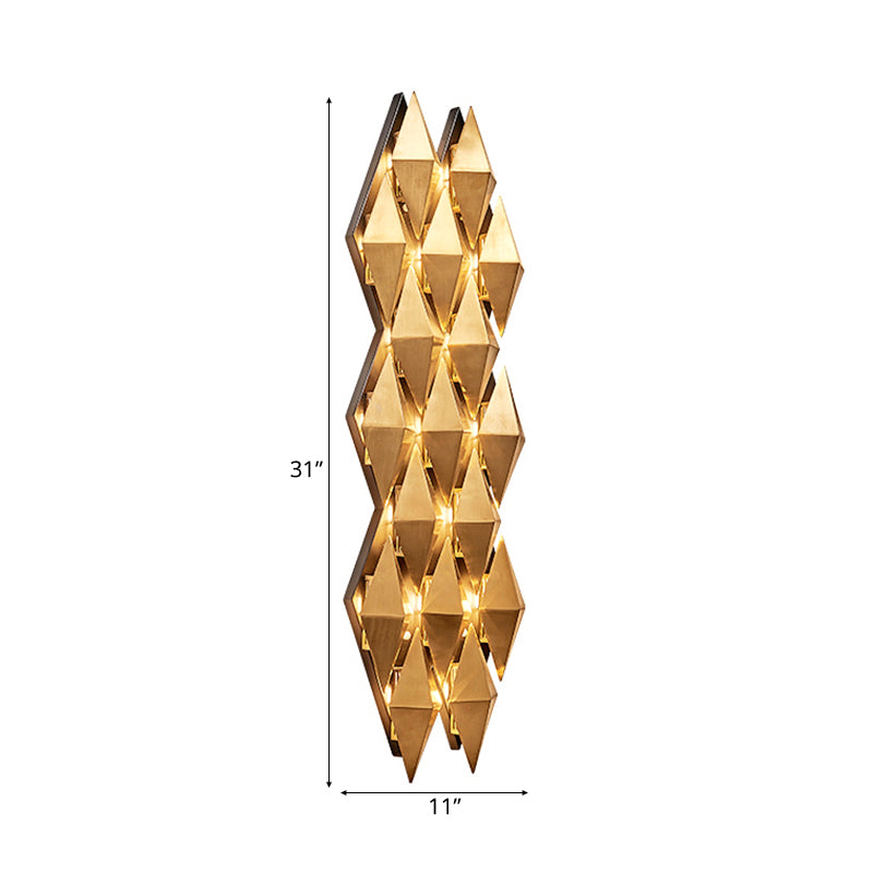 Modern Stylish LED Wall Lamp with Metallic Shade Gold Diamond Sconce Light Fixture in Warm/White Light, 23"/31" Width Clearhalo 'Cast Iron' 'Glass' 'Industrial' 'Modern wall lights' 'Modern' 'Tiffany' 'Traditional wall lights' 'Wall Lamps & Sconces' 'Wall Lights' Lighting' 128289
